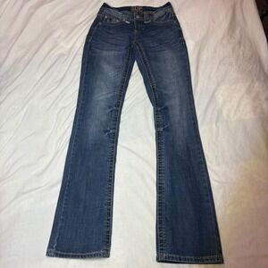 Cowgirl Up Denim Girls Bootcut Jeans Embellished Pockets Blue Wash Size 25x34